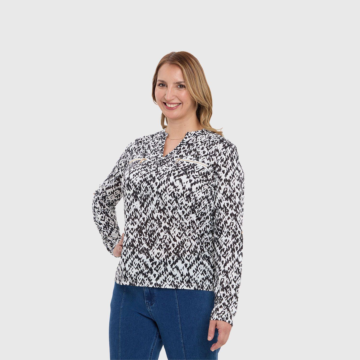 Polera Mujer Con Cierre Blanco-1