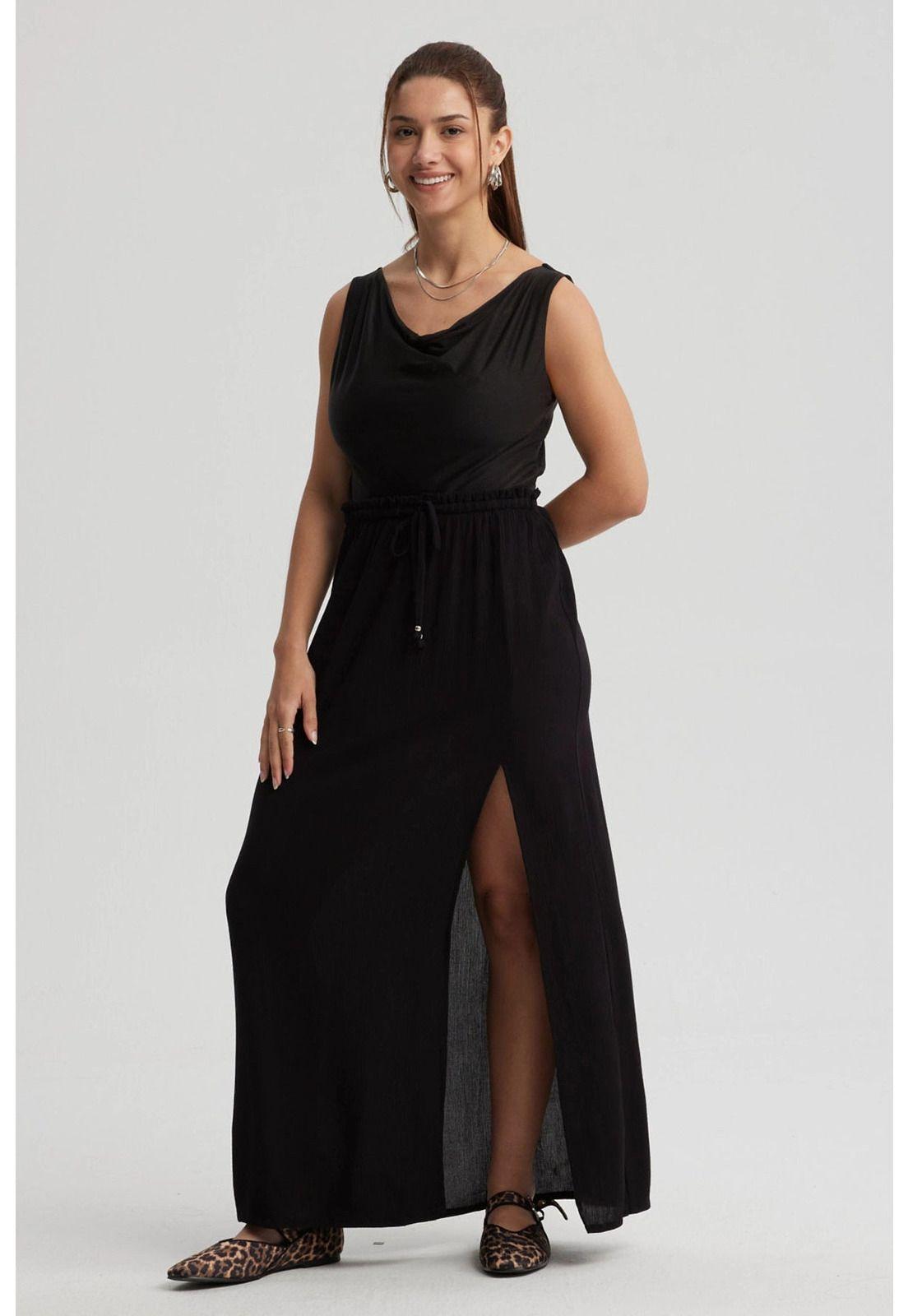 Polera Mujer Drapeada Noche Negro-3