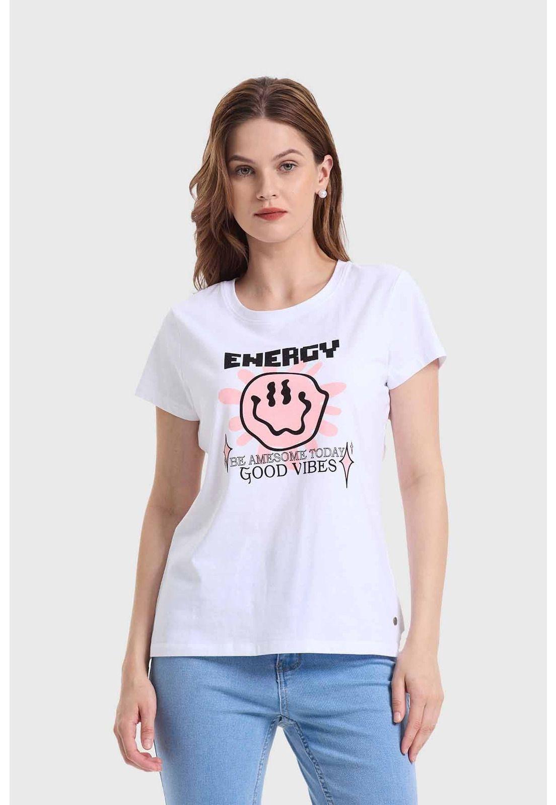 Polera Mujer Básica Print Blanco - VIII-0