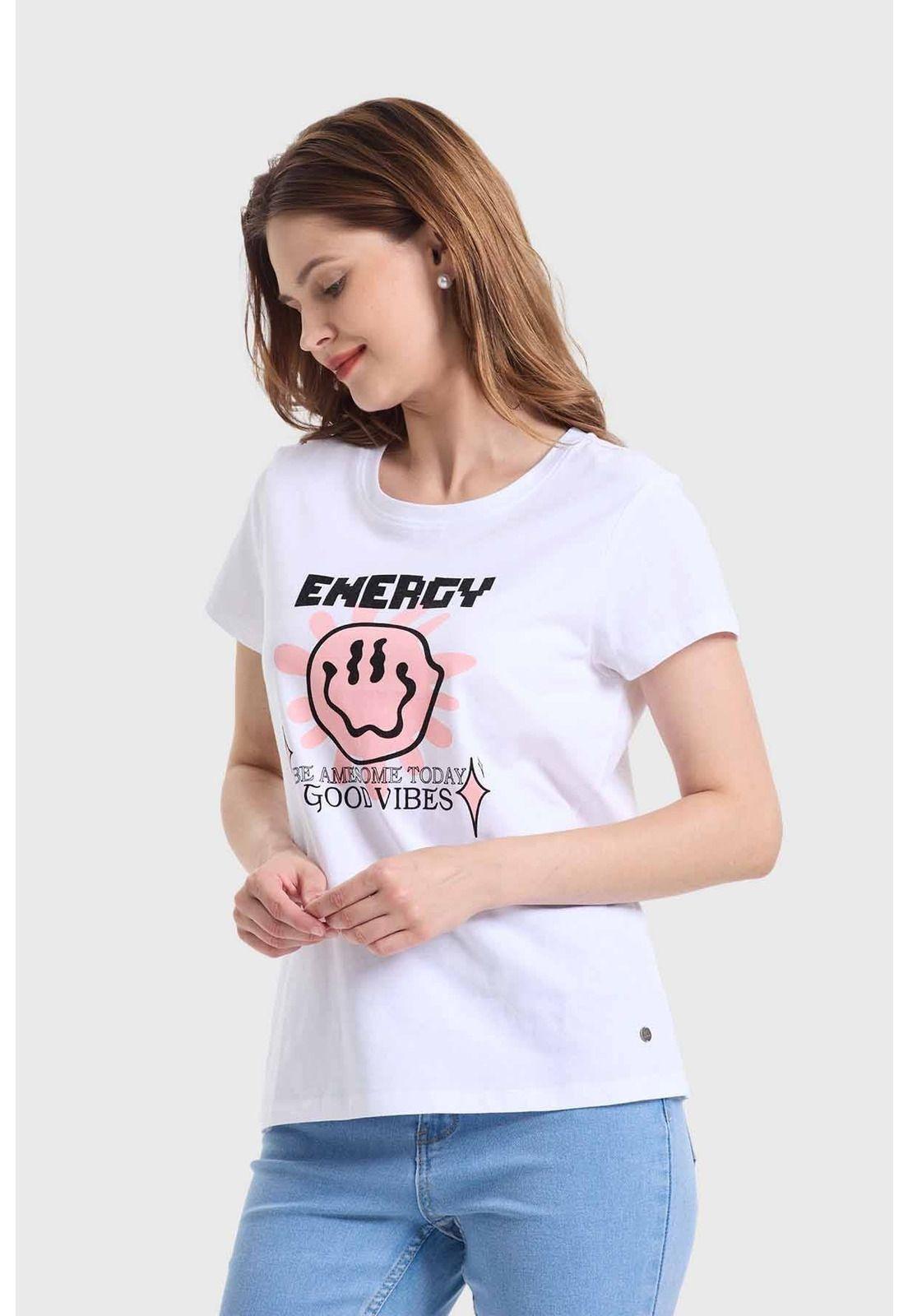 Polera Mujer Básica Print Blanco - VIII-1