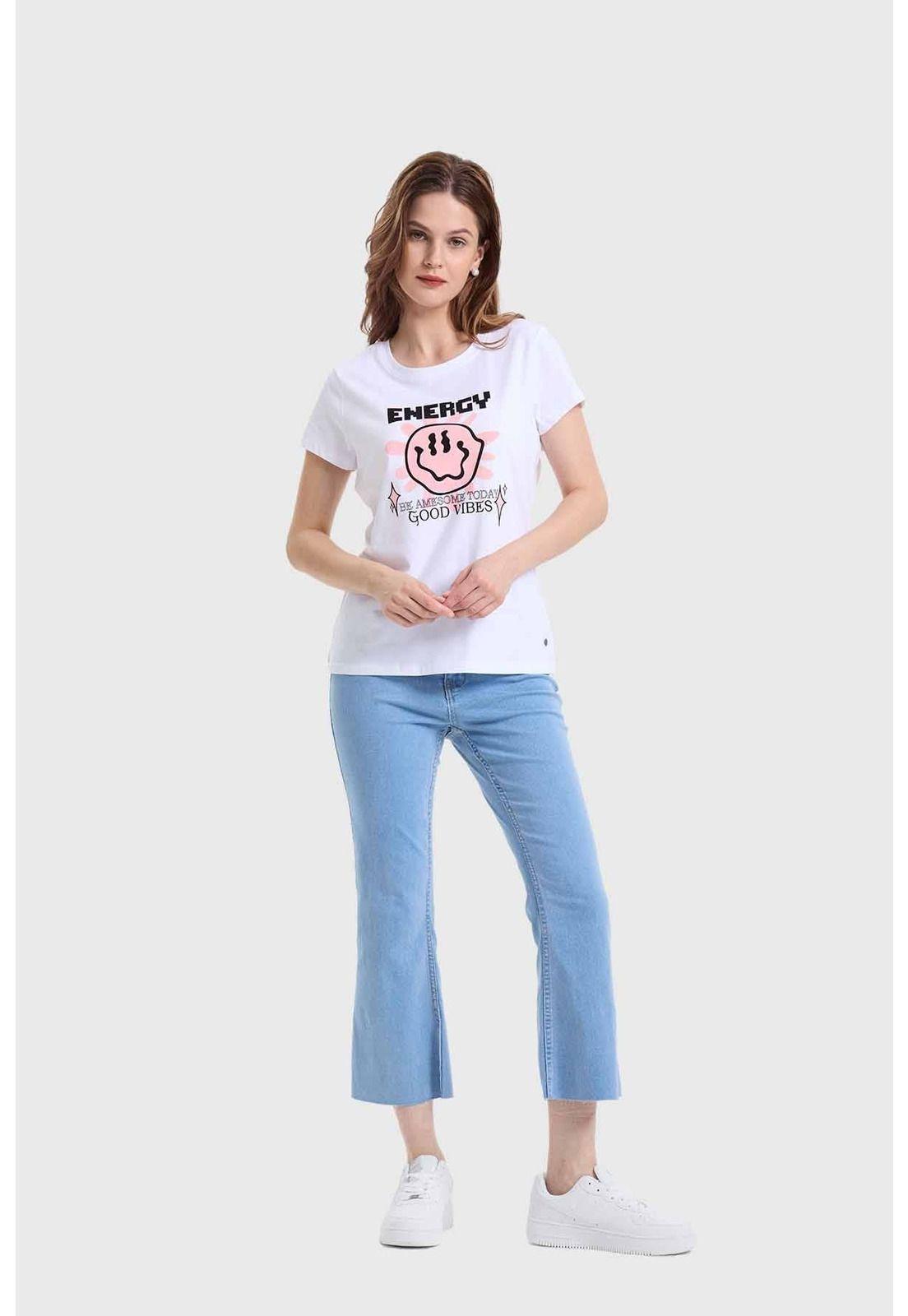 Polera Mujer Básica Print Blanco - VIII-3