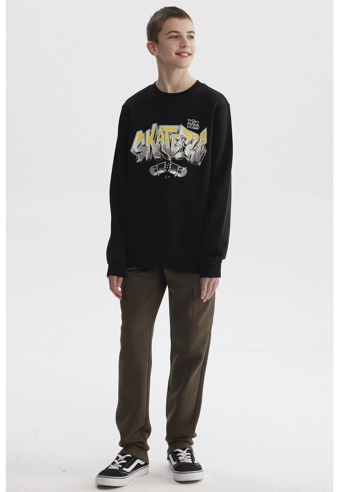 Polerón Niño Básico Teen Negro - ll-3