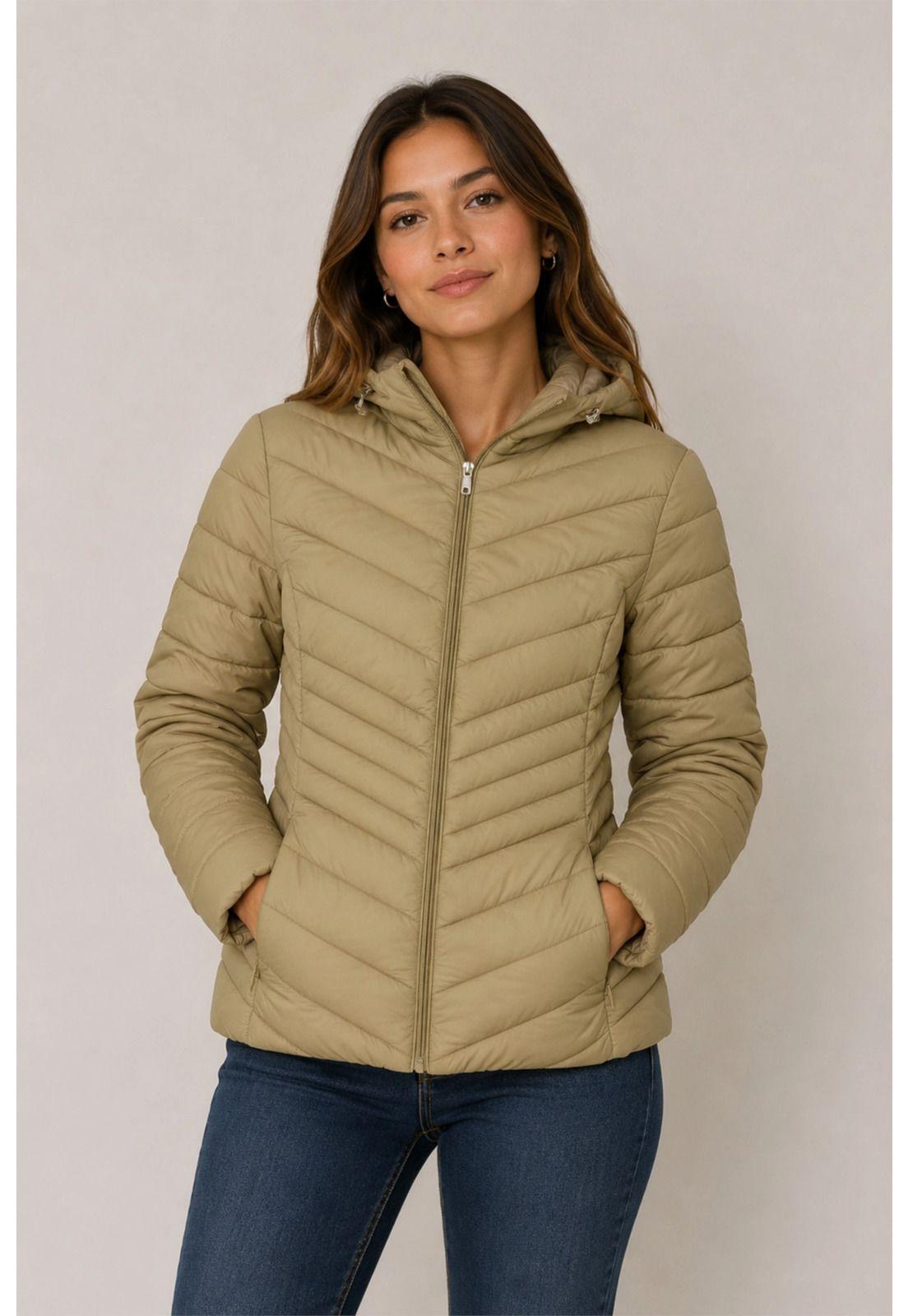 Parka Mujer Slim Beige Claro-0