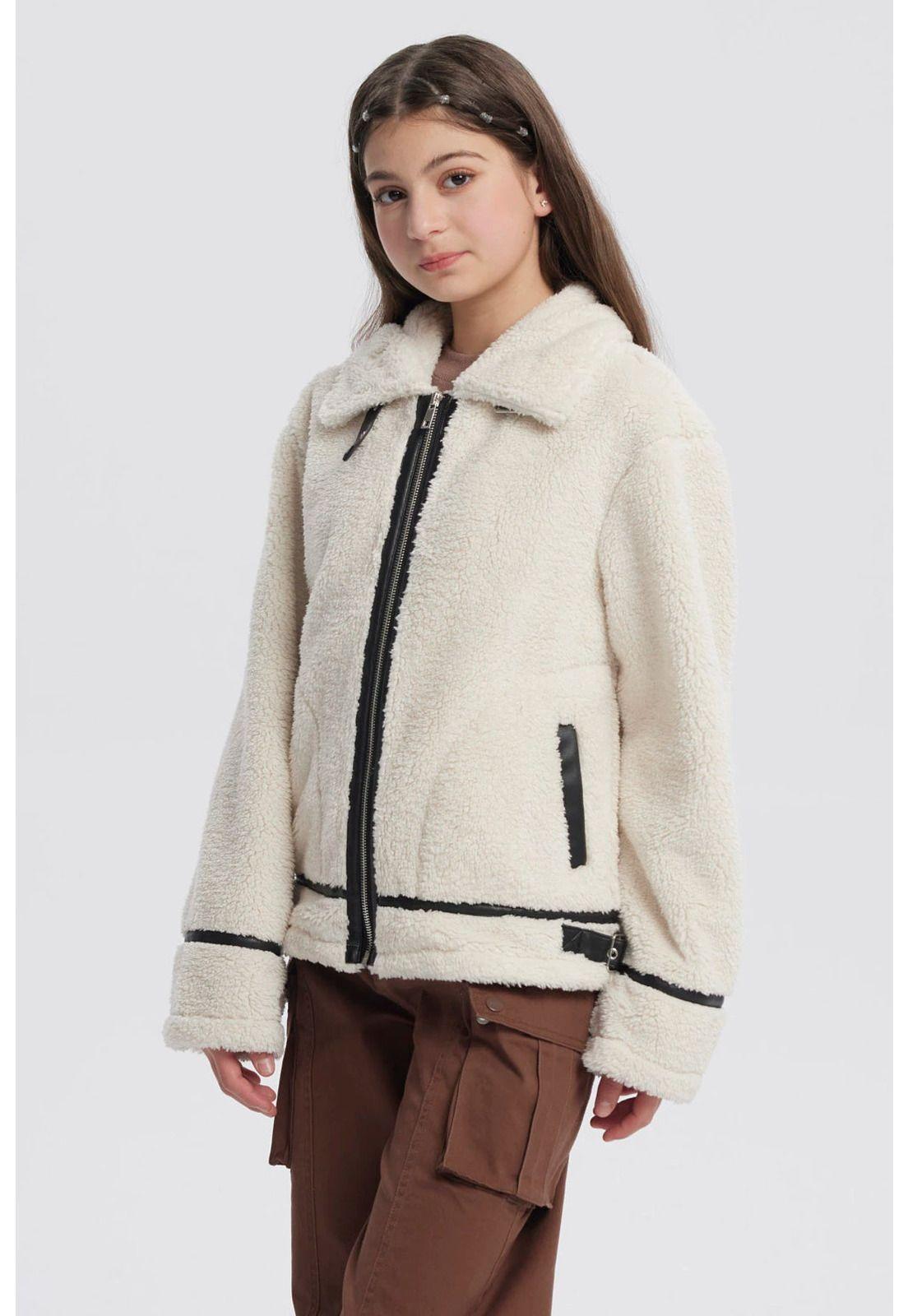 Chaqueta Niña Cuello Camisero Crudo-1