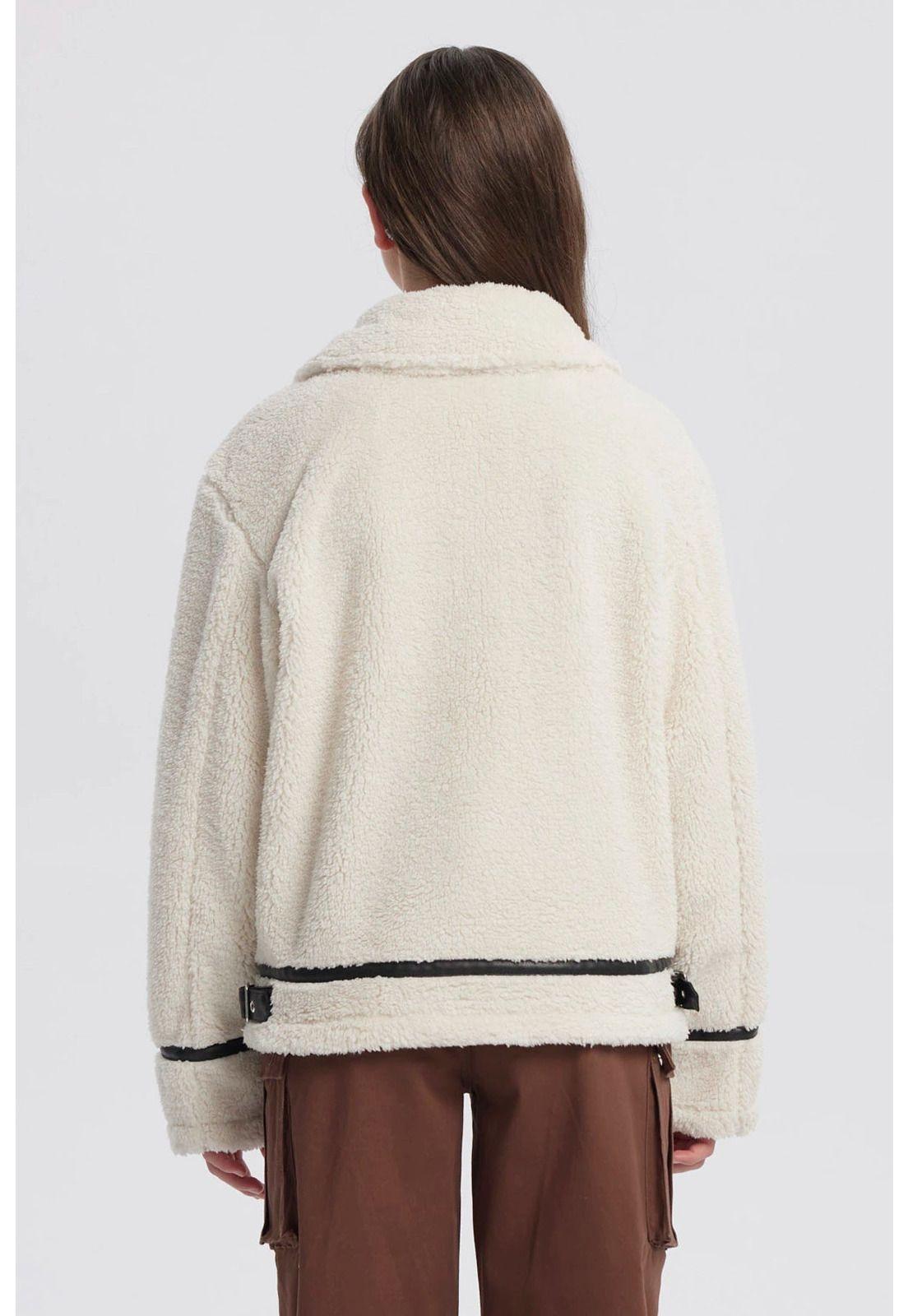 Chaqueta Niña Cuello Camisero Crudo-2