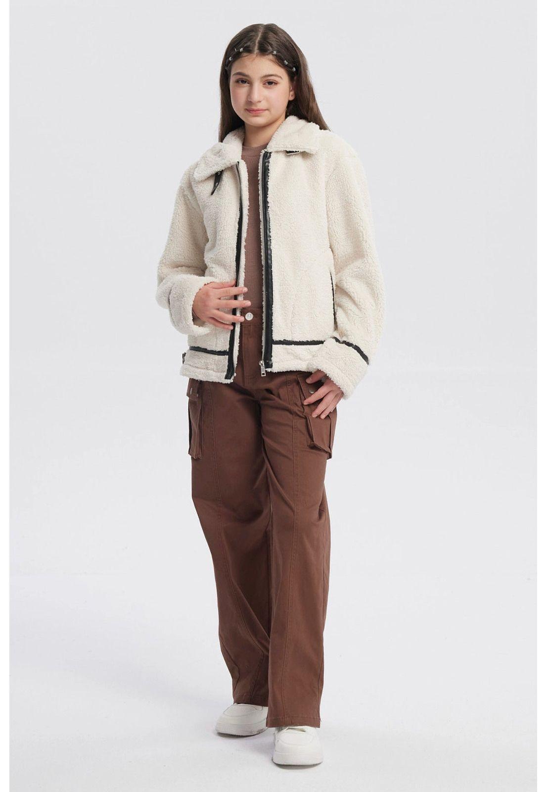 Chaqueta Niña Cuello Camisero Crudo-3