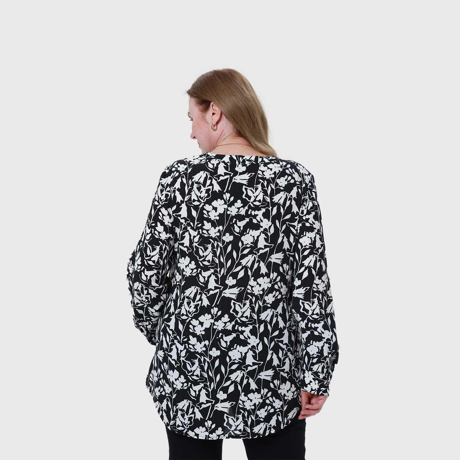 Blusa Mujer Pinza Pliegue Delantero Negro Fsp Ii-2