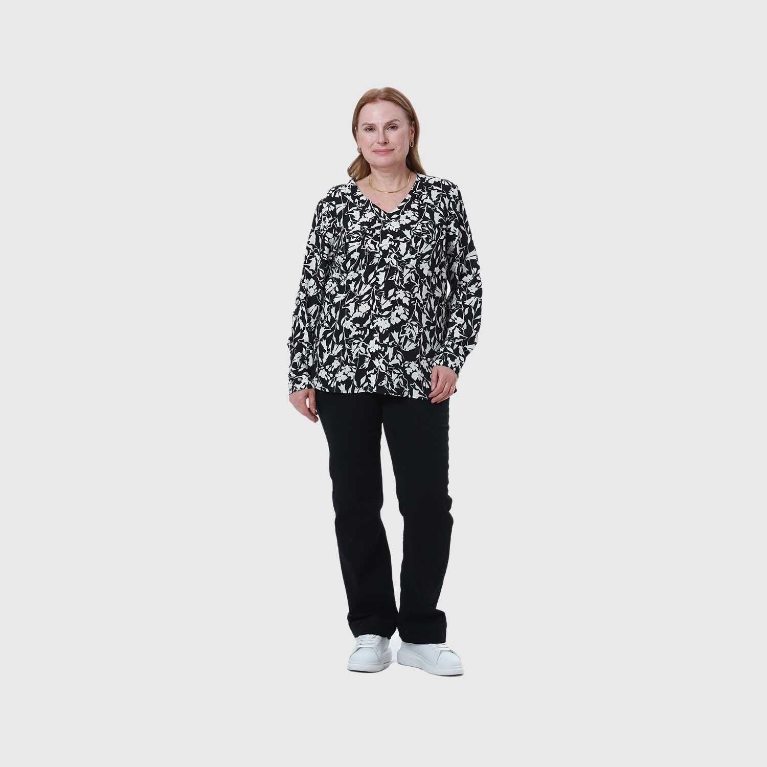 Blusa Mujer Pinza Pliegue Delantero Negro Fsp Ii-3