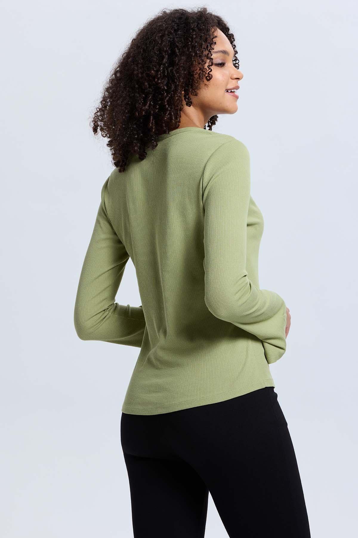 Polera Mujer Rib Lisa Verde Musgo-2