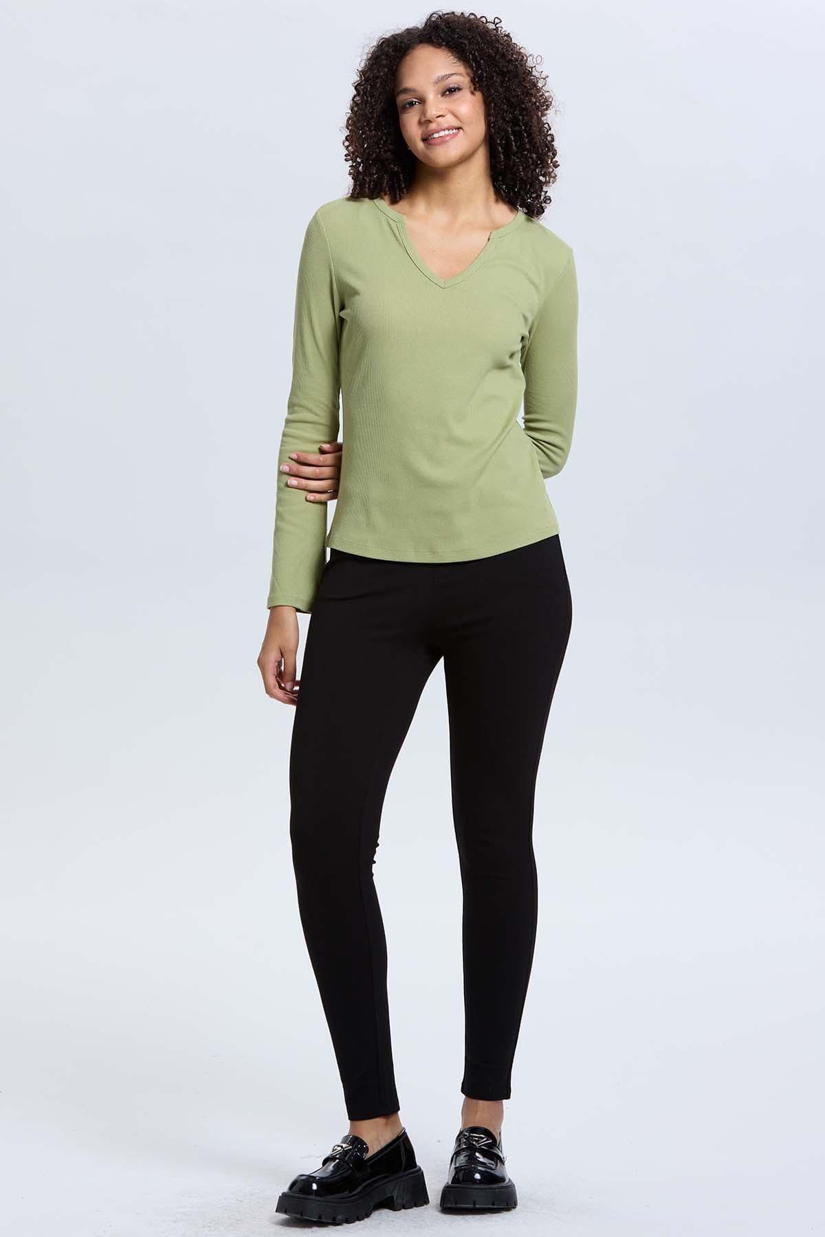 Polera Mujer Rib Lisa Verde Musgo-3