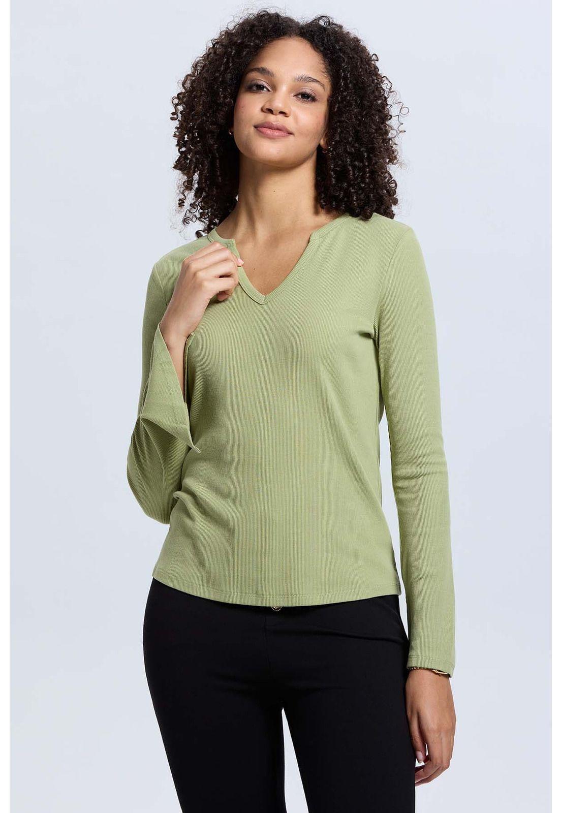 Polera Mujer Rib Lisa Verde Musgo-0