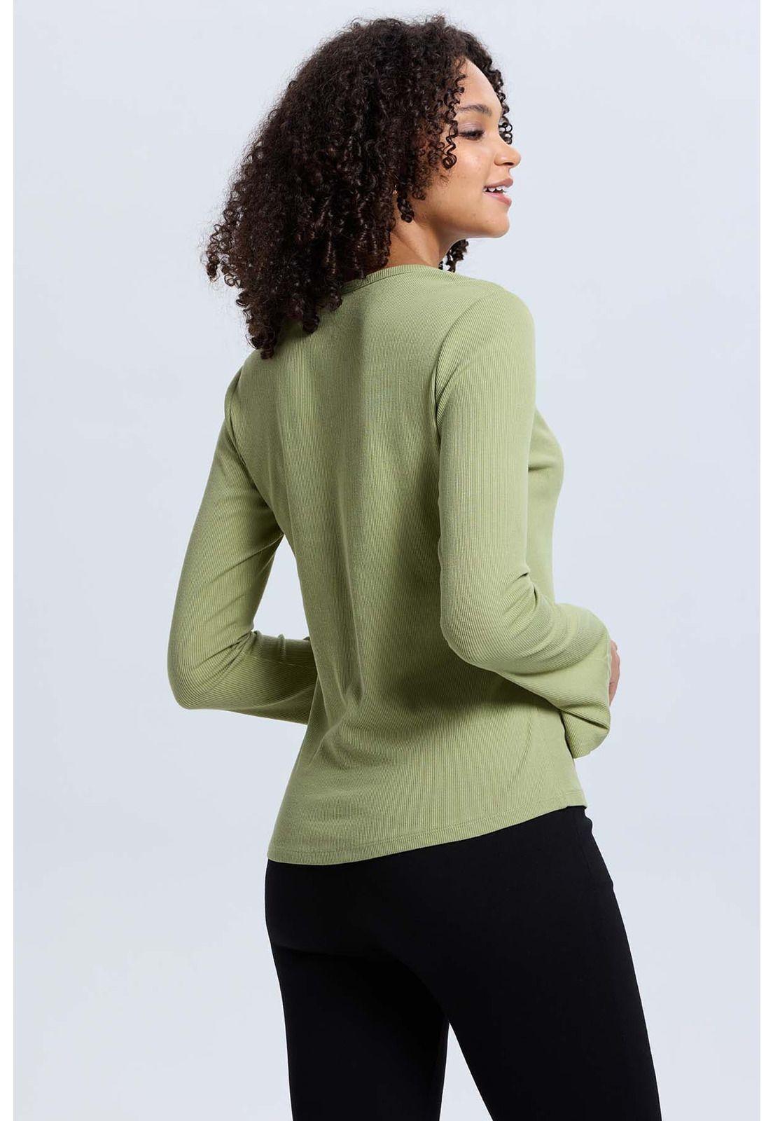 Polera Mujer Rib Lisa Verde Musgo-2