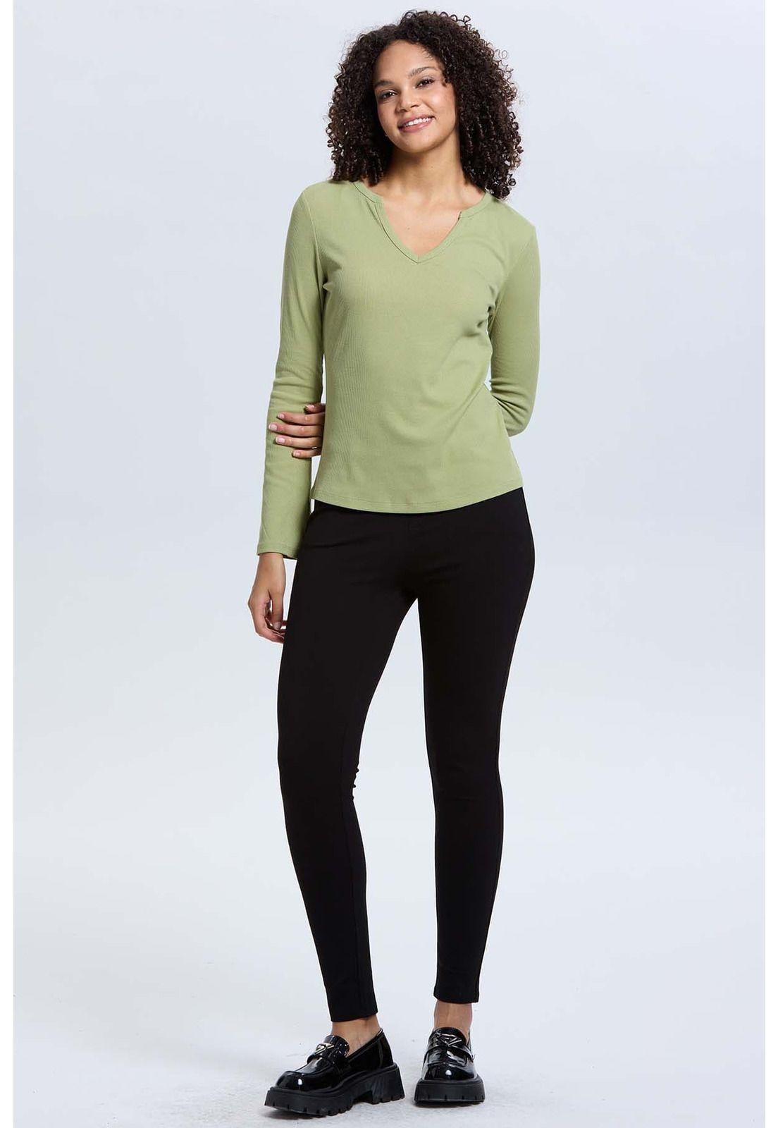 Polera Mujer Rib Lisa Verde Musgo-3