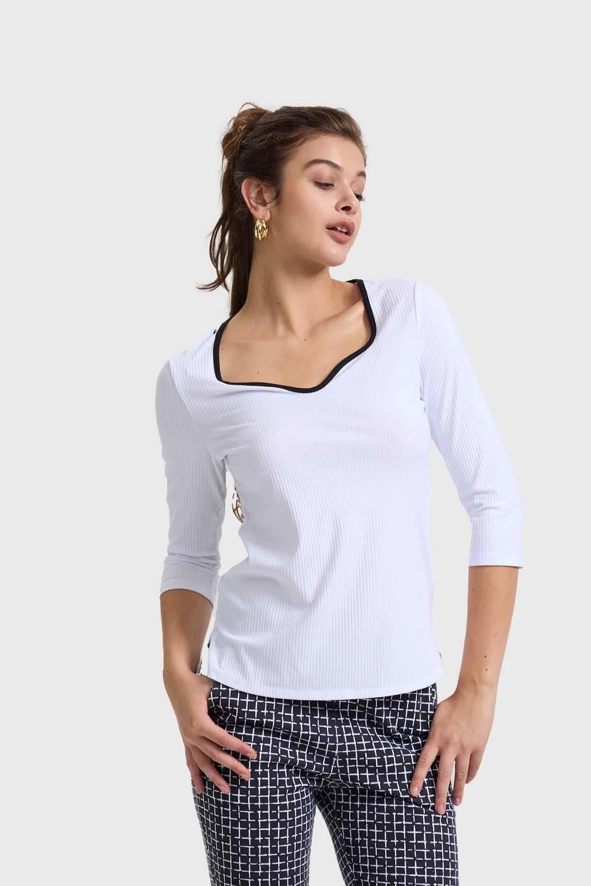 Polera Mujer Escote Corazón Blanco-1