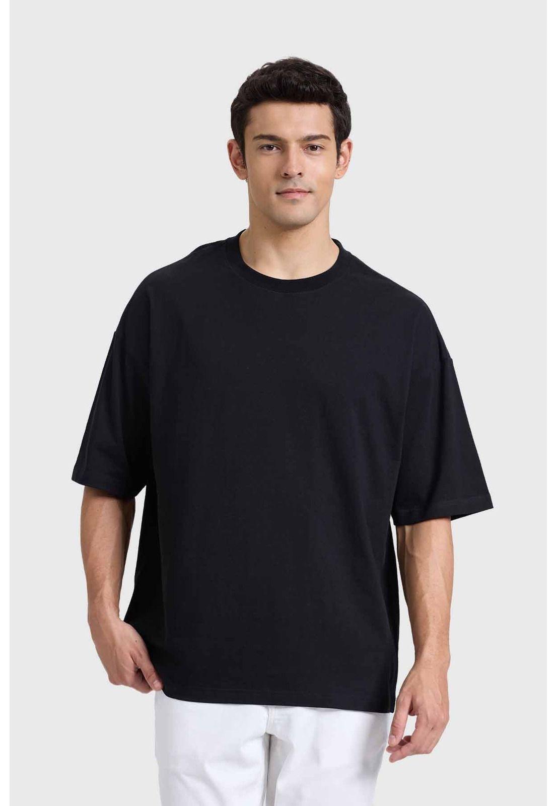 Polera Hombre Oversize Negro-0