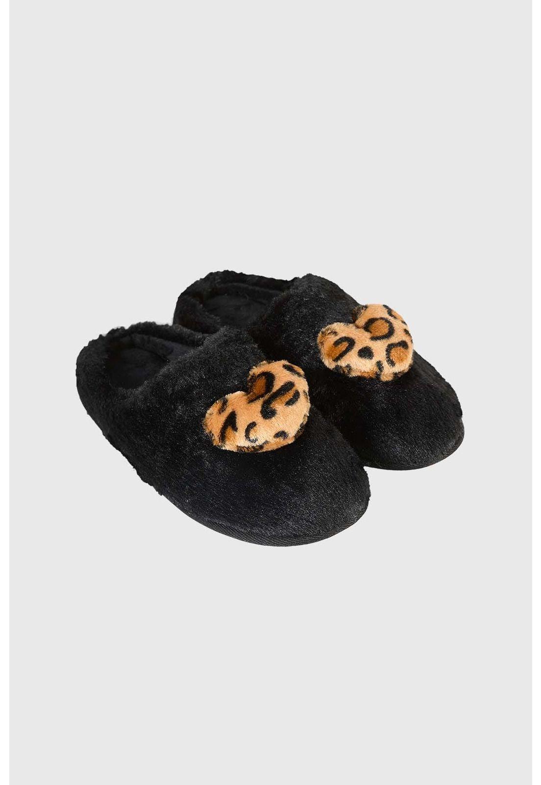 Pantufla Mujer Con Pompón Negro-1