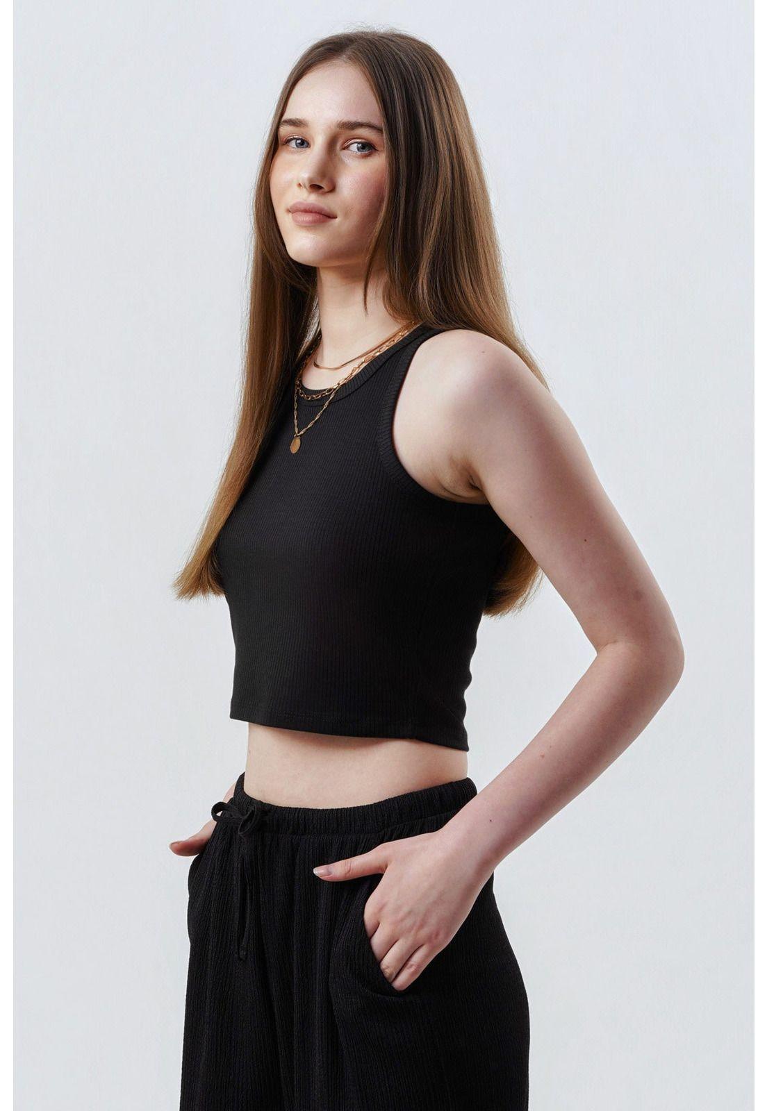Polera Slim Mujer Negro - ll-1
