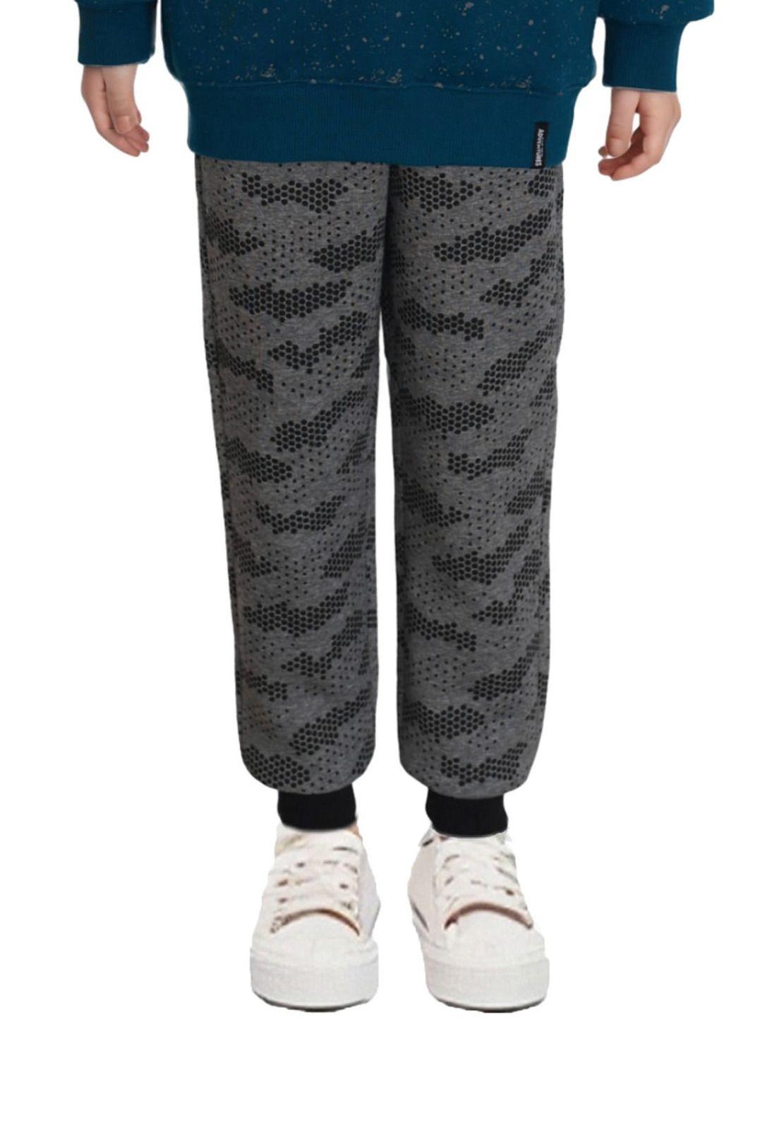 Pantalón Buzo Niño Jogger Print Negro - ll-0