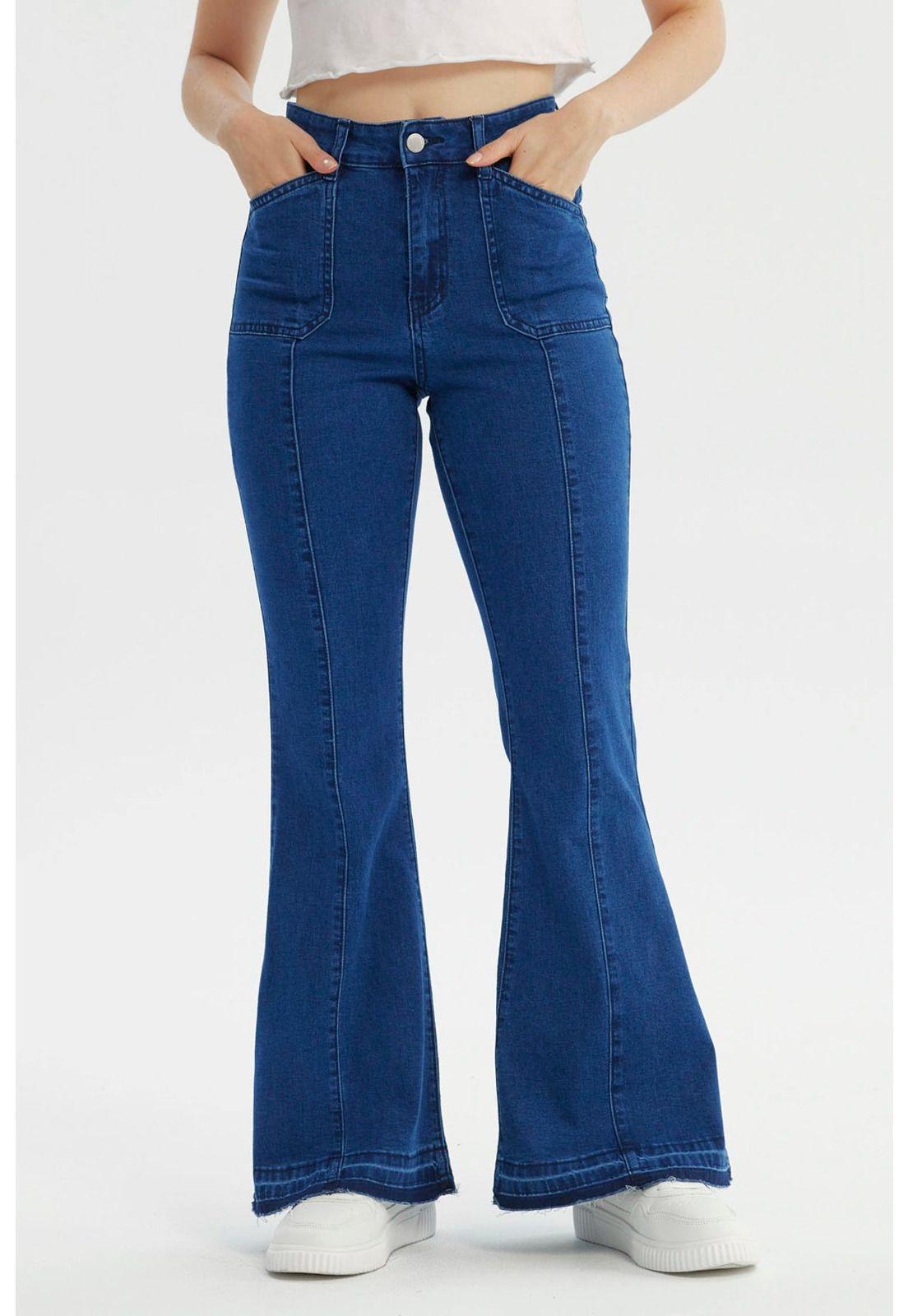 Jeans Mujer Flare Azul Oscuro - V-0