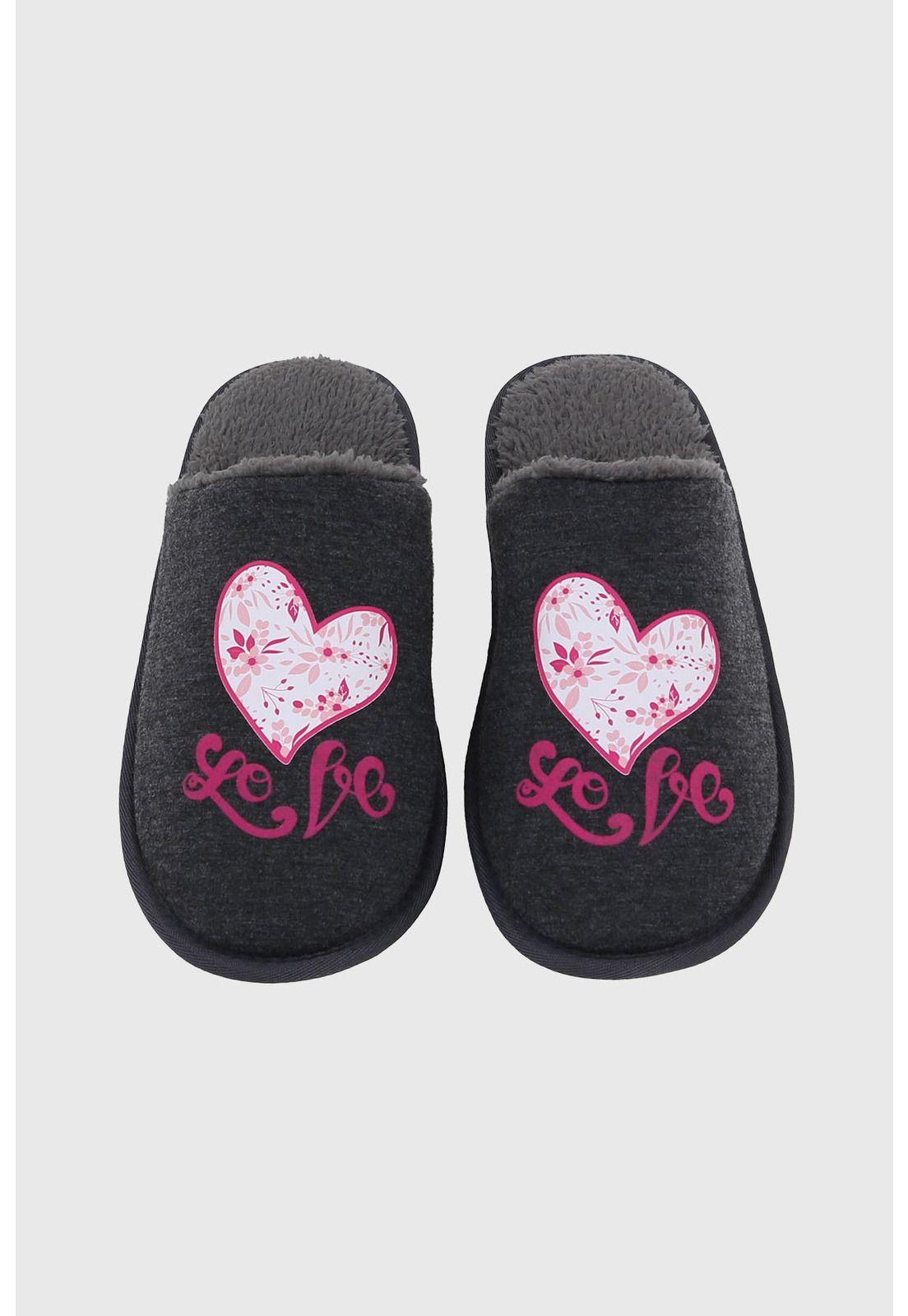Pantufla Mujer Peludo Print Gris-0