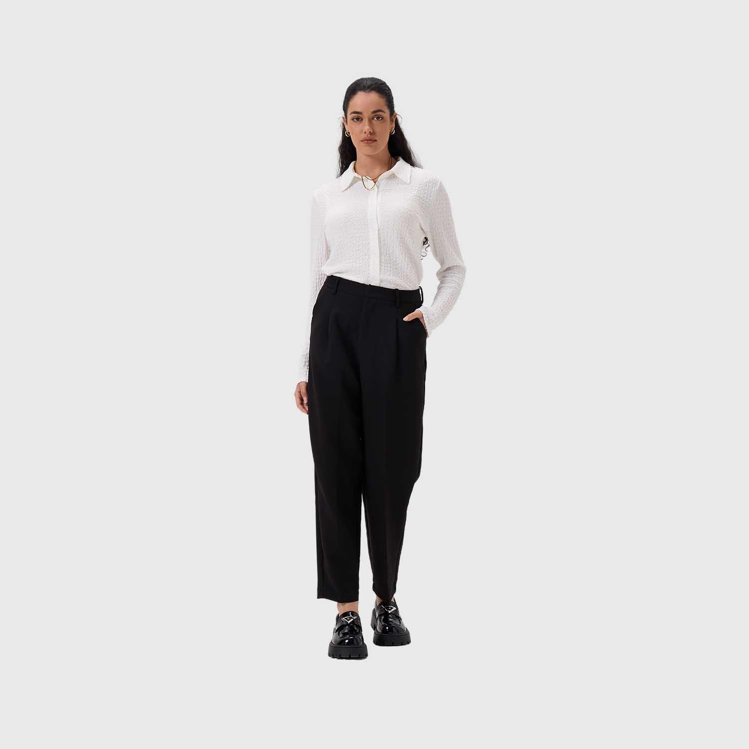Pantalón Mujer Sastrero Calce Zanahoria Negro Fashion's Park-3