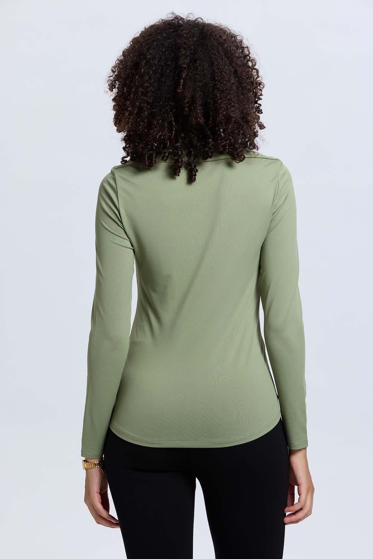 Polera Mujer Escote Recto Verde-2