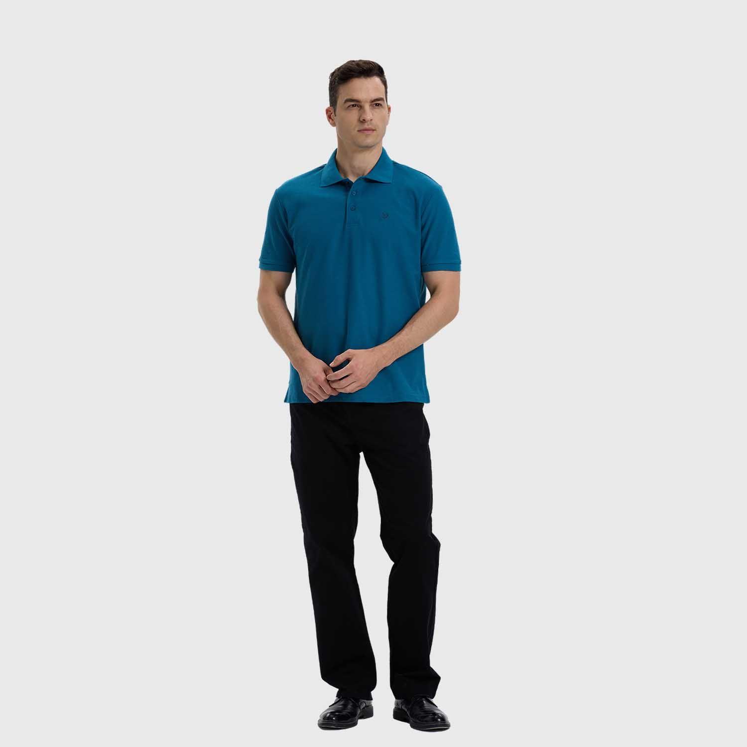 Polera Hombre Lisa Con Logo Azul Petroleo-3