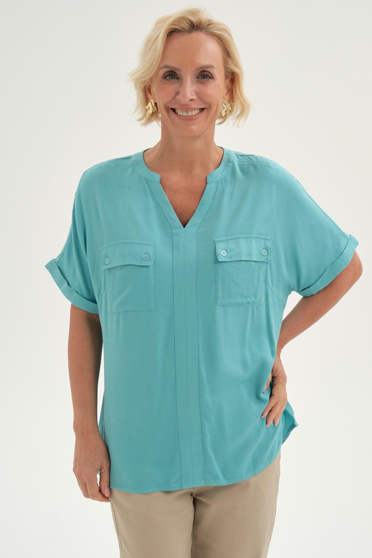 Blusa Mujer Lisa 2 Tapetas Celeste-0