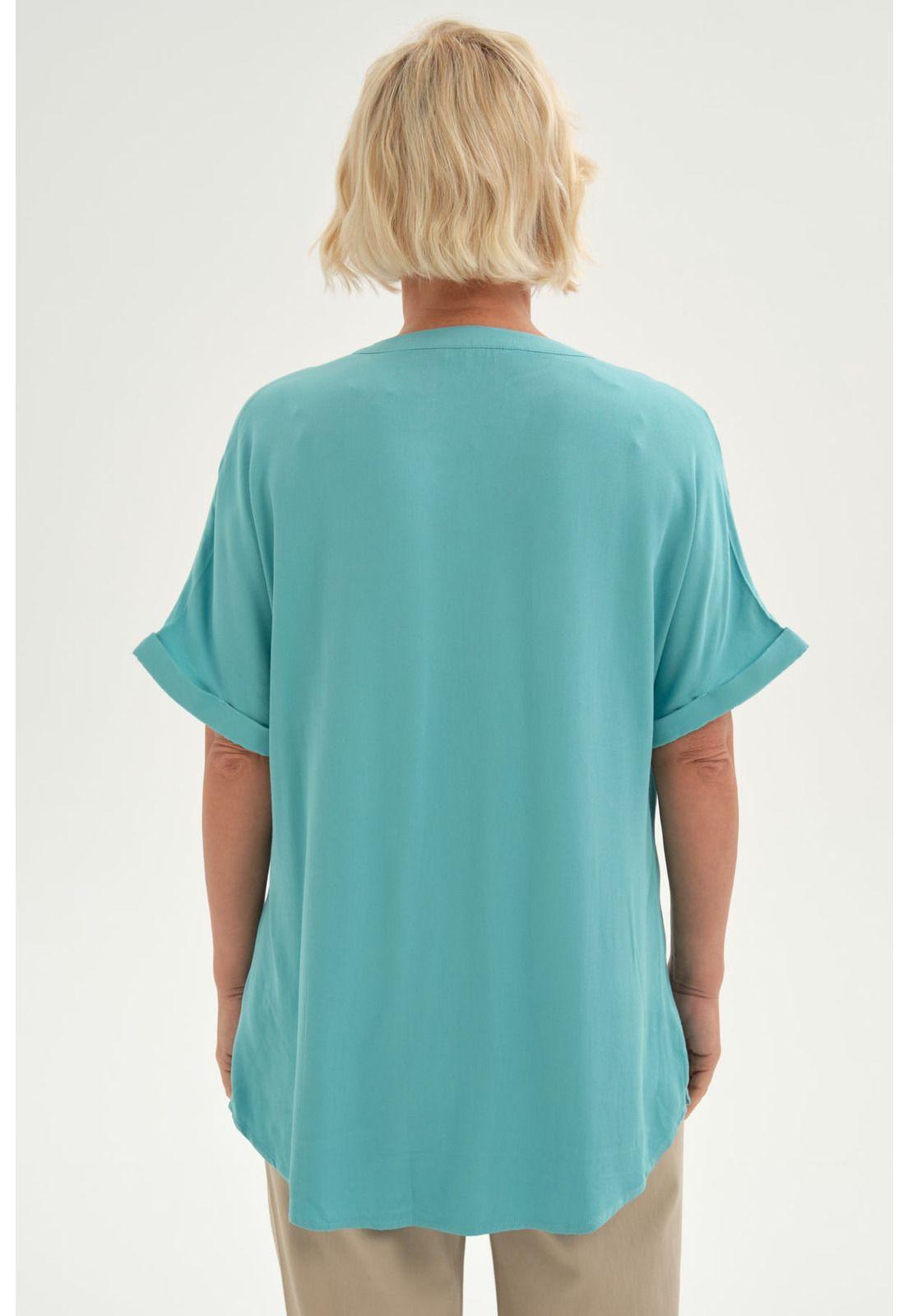 Blusa Mujer Lisa 2 Tapetas Celeste-2