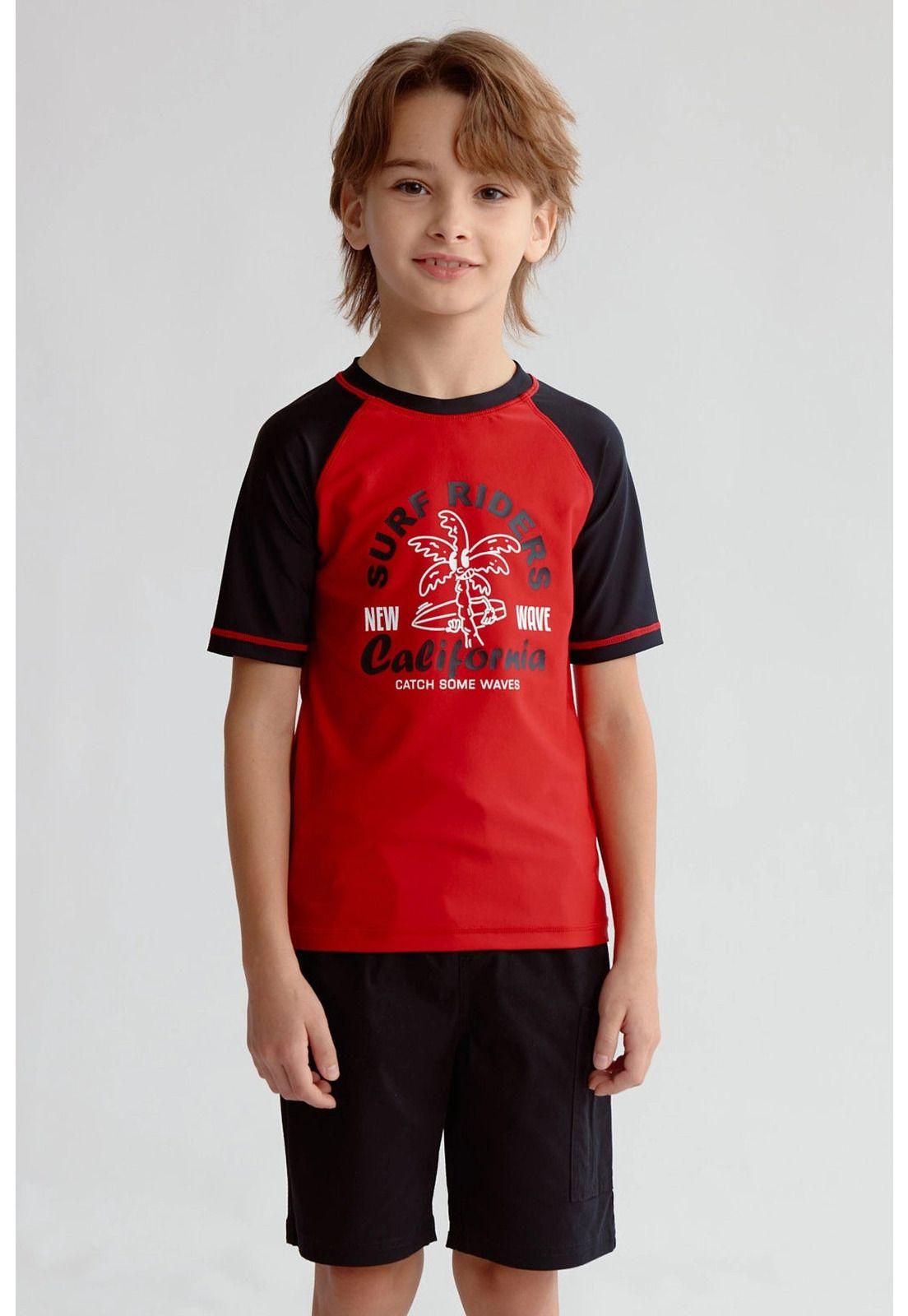 Traje de Baño Niño Filtro UV Polera Rojo-0
