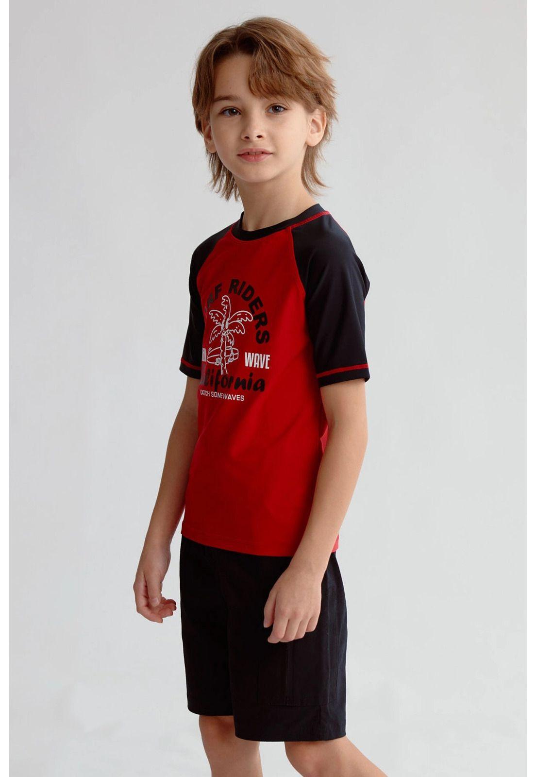 Traje de Baño Niño Filtro UV Polera Rojo-1
