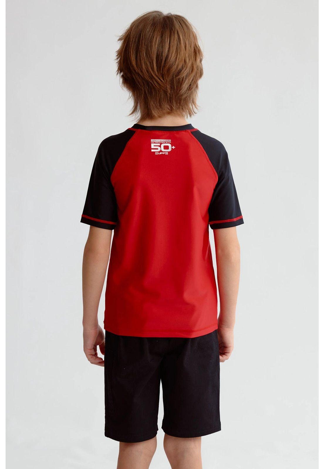 Traje de Baño Niño Filtro UV Polera Rojo-2