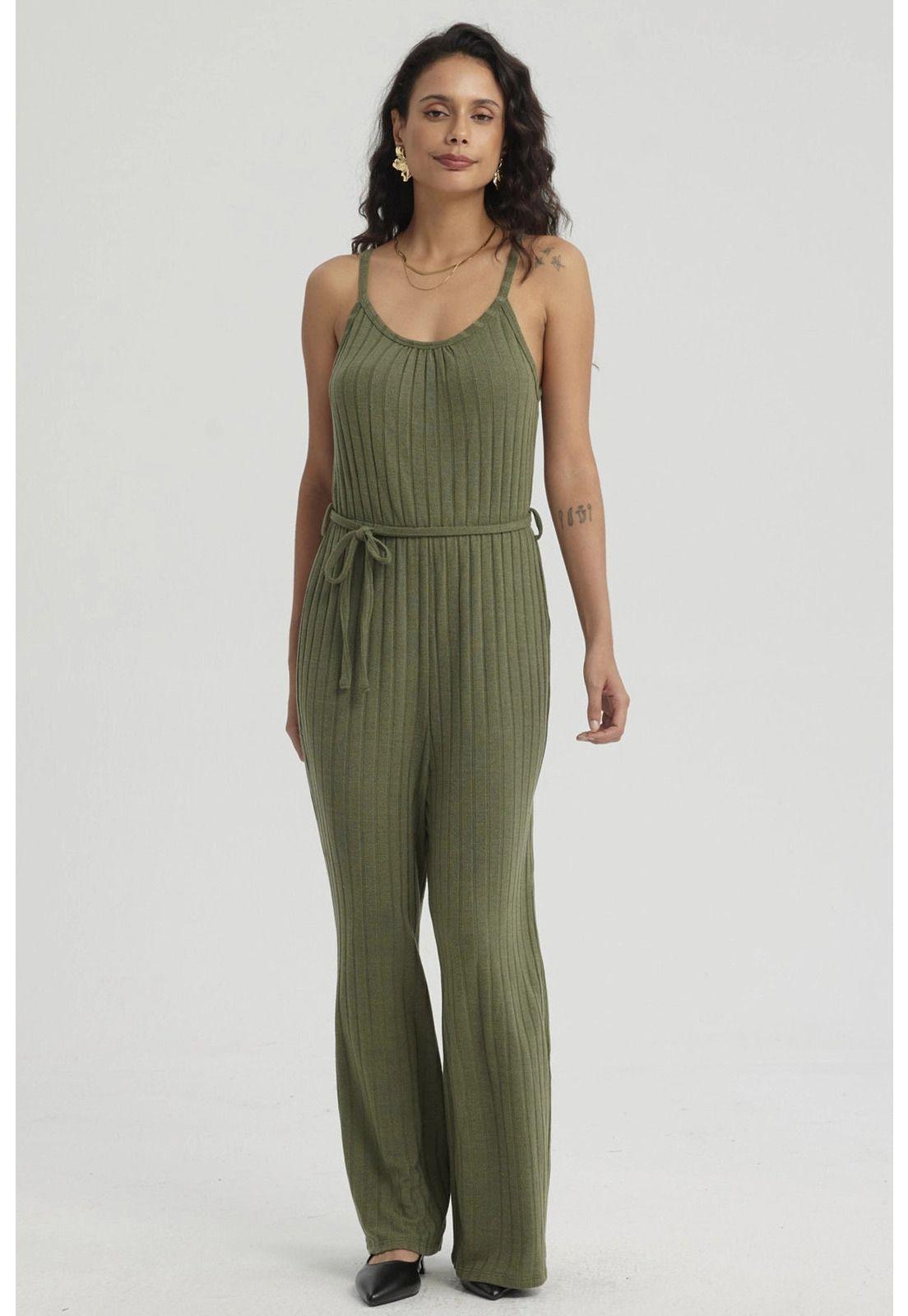 Enteritos Mujer Largo Textura Verde Musgo-0