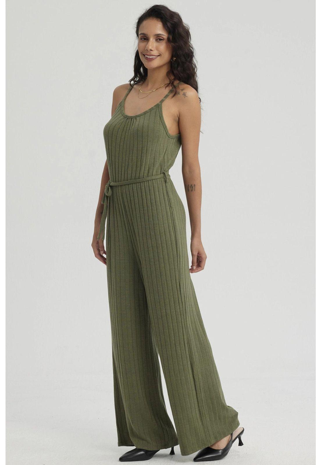 Enteritos Mujer Largo Textura Verde Musgo-1