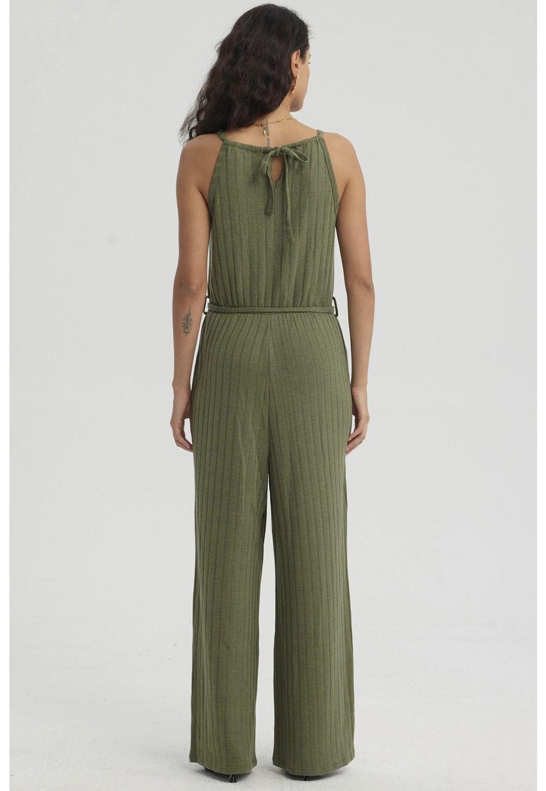 Enteritos Mujer Largo Textura Verde Musgo-2