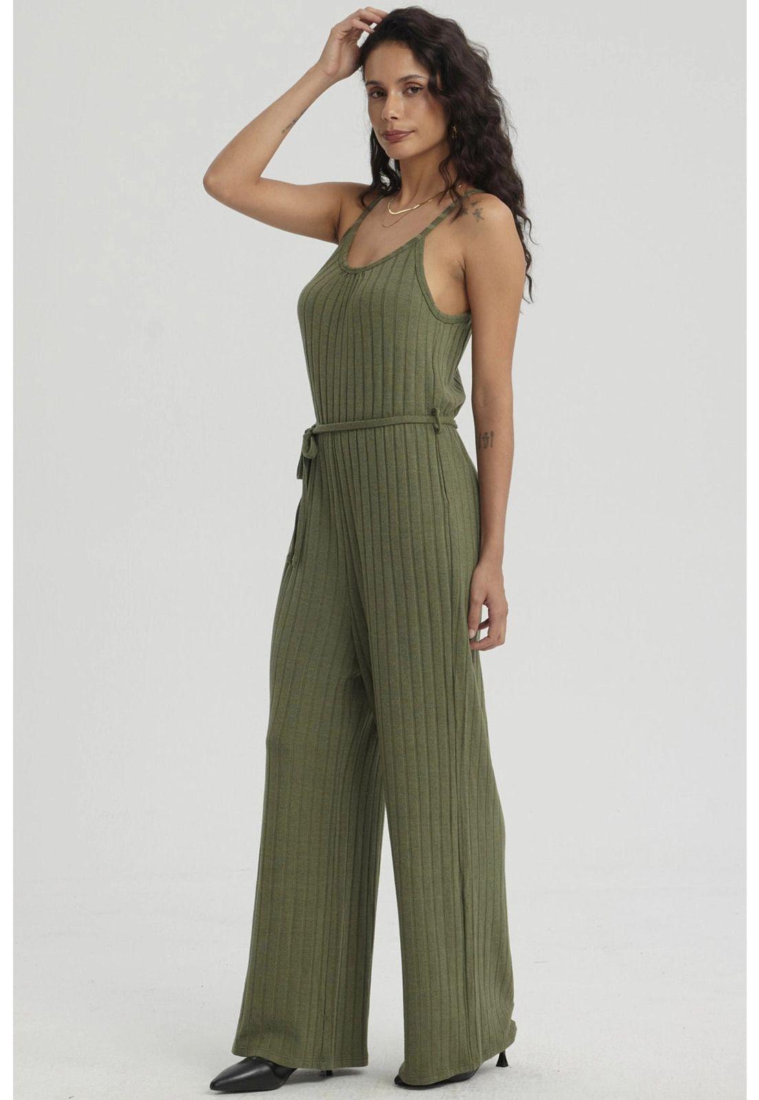 Enteritos Mujer Largo Textura Verde Musgo-5