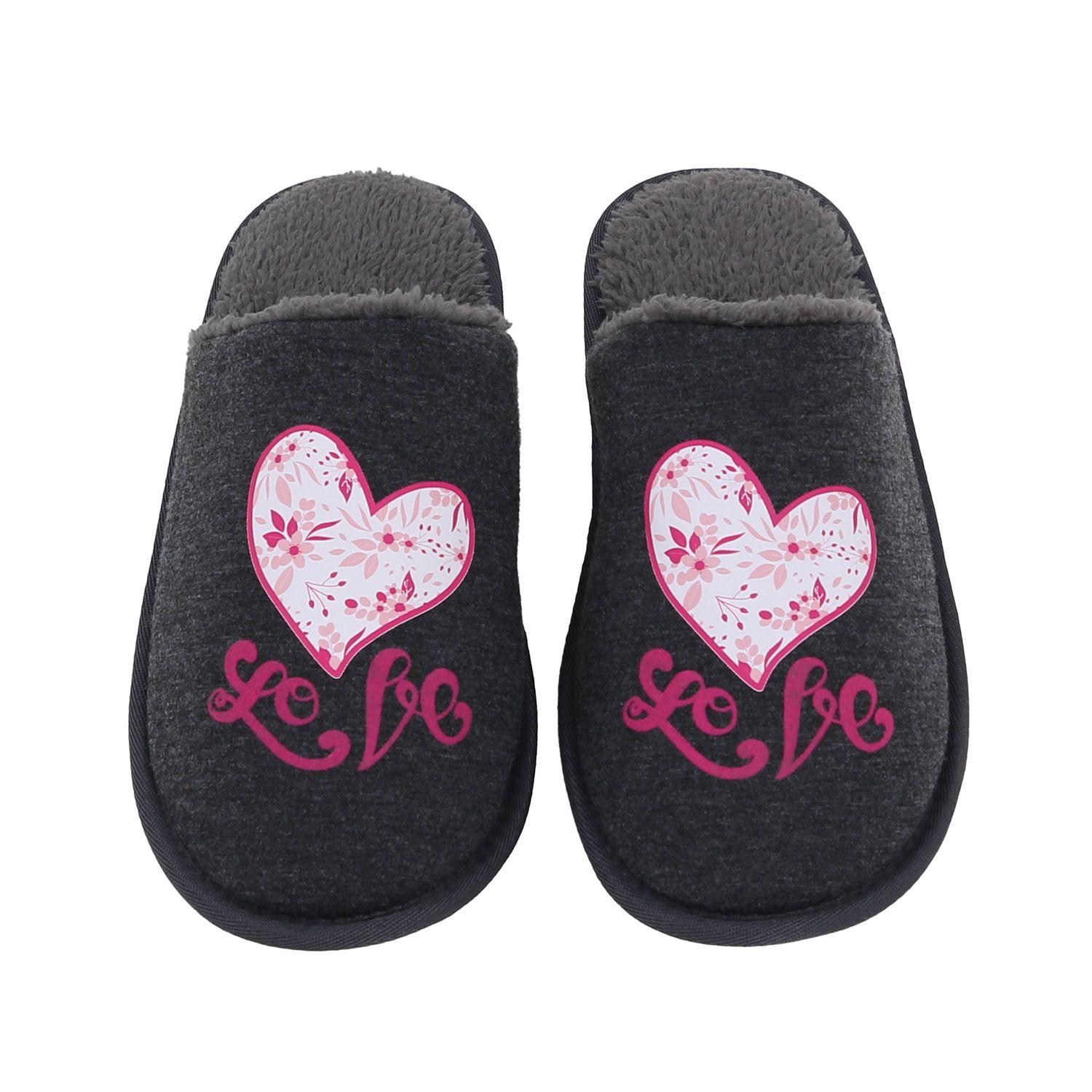 Pantufla Mujer Peludo Print Gris Melange Fashion's Park-0