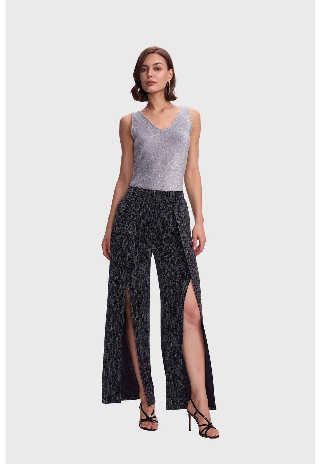 Pantalón Mujer Palazzo Pretina Elasticada Negro-3