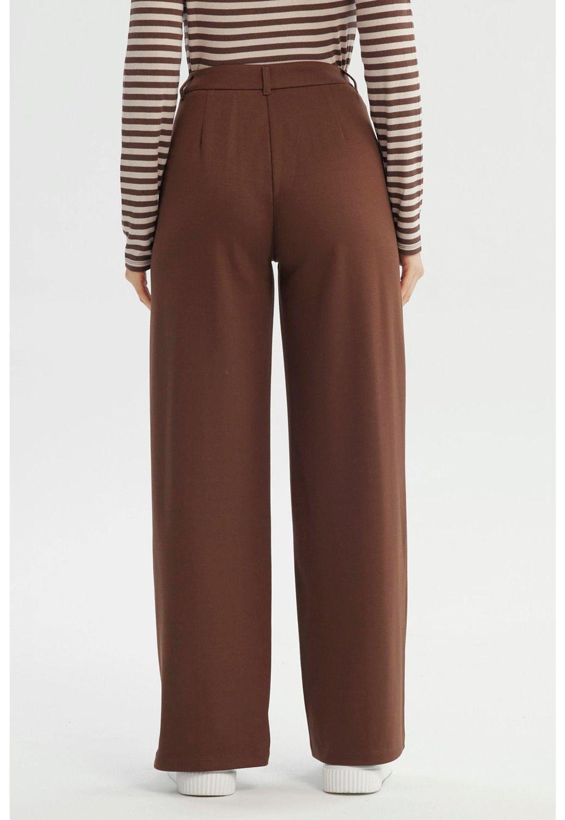Pantalón Mujer Wide Leg Café - lV-2