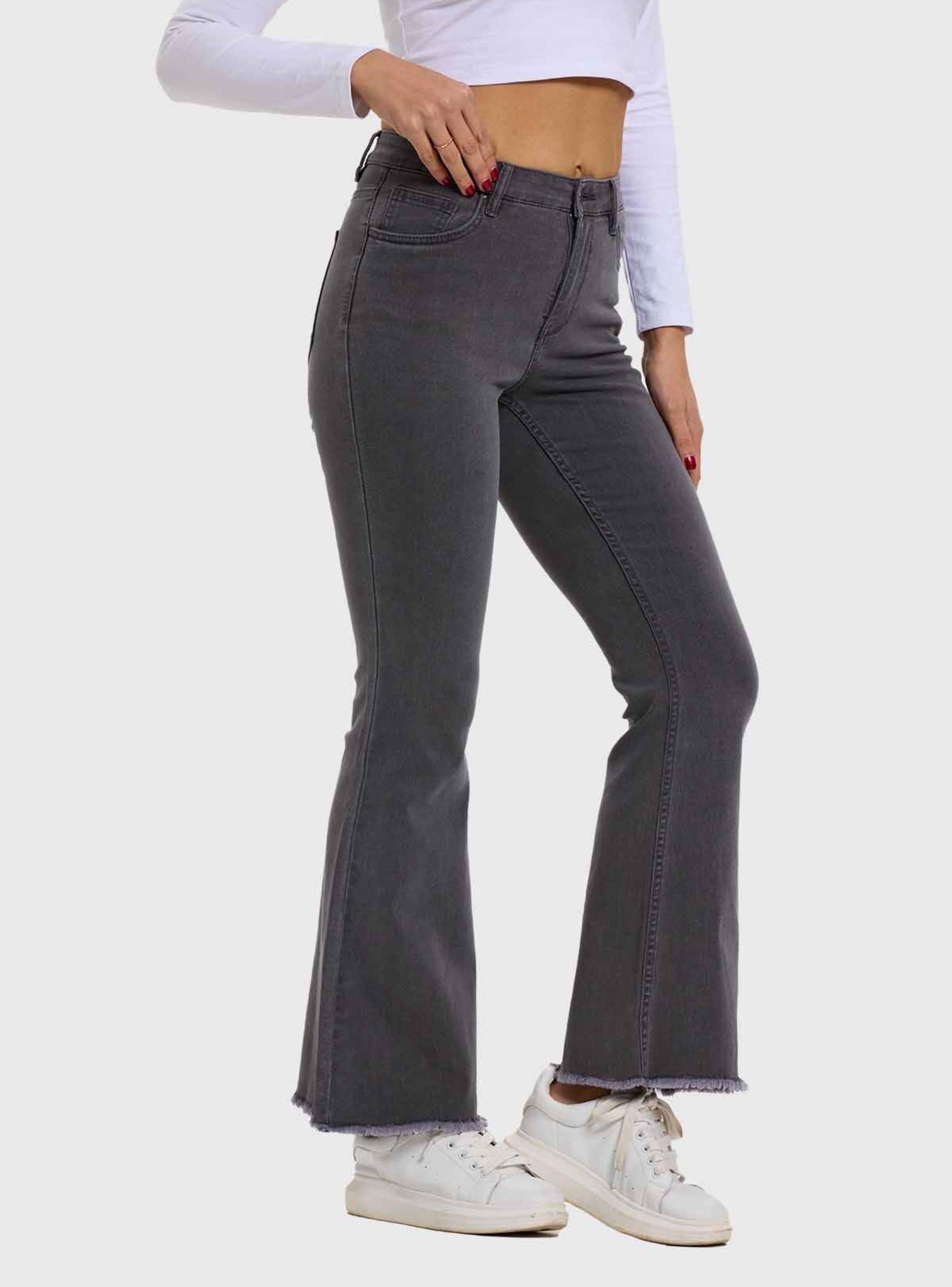 Jeans Mujer Monse Flare Gris-1