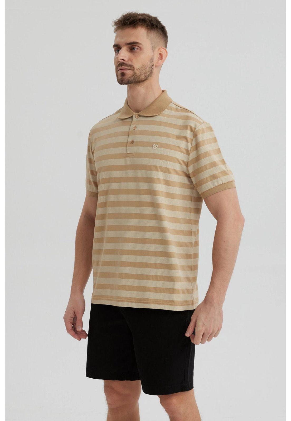 Polera Hombre Cuello Camisero Beige- ll-1