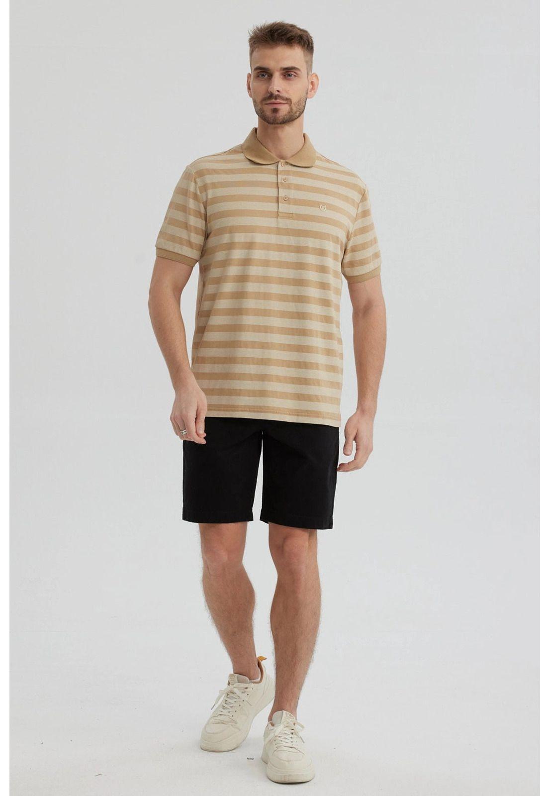 Polera Hombre Cuello Camisero Beige- ll-3