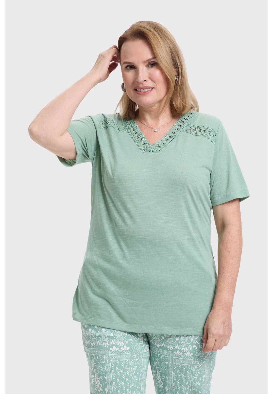 Polera Mujer Detalle Macramé Verde-0
