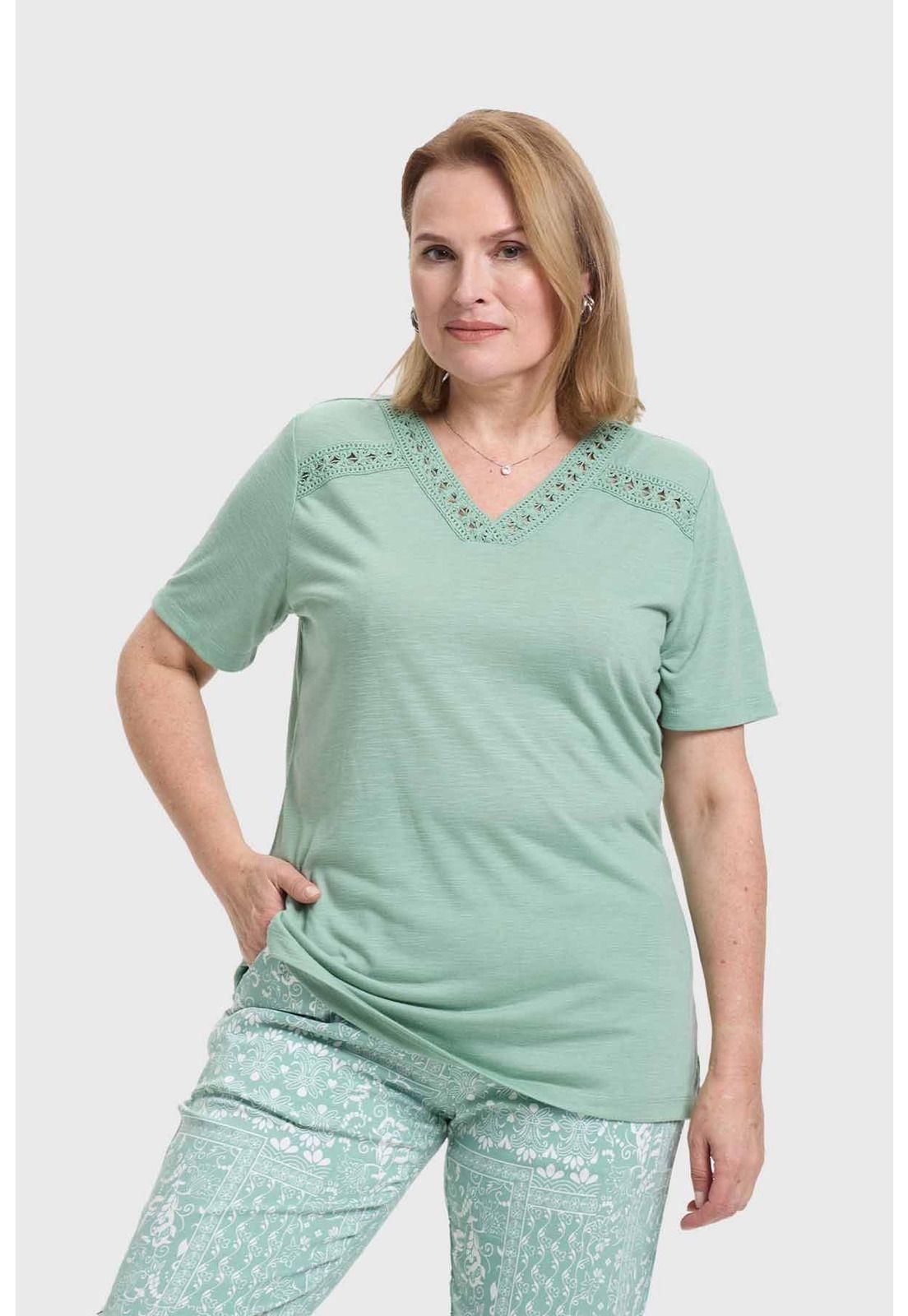 Polera Mujer Detalle Macramé Verde-1