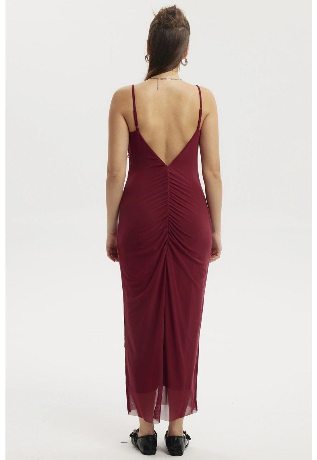 Vestido Mujer Largo Pabilo Vino Oscuro-2