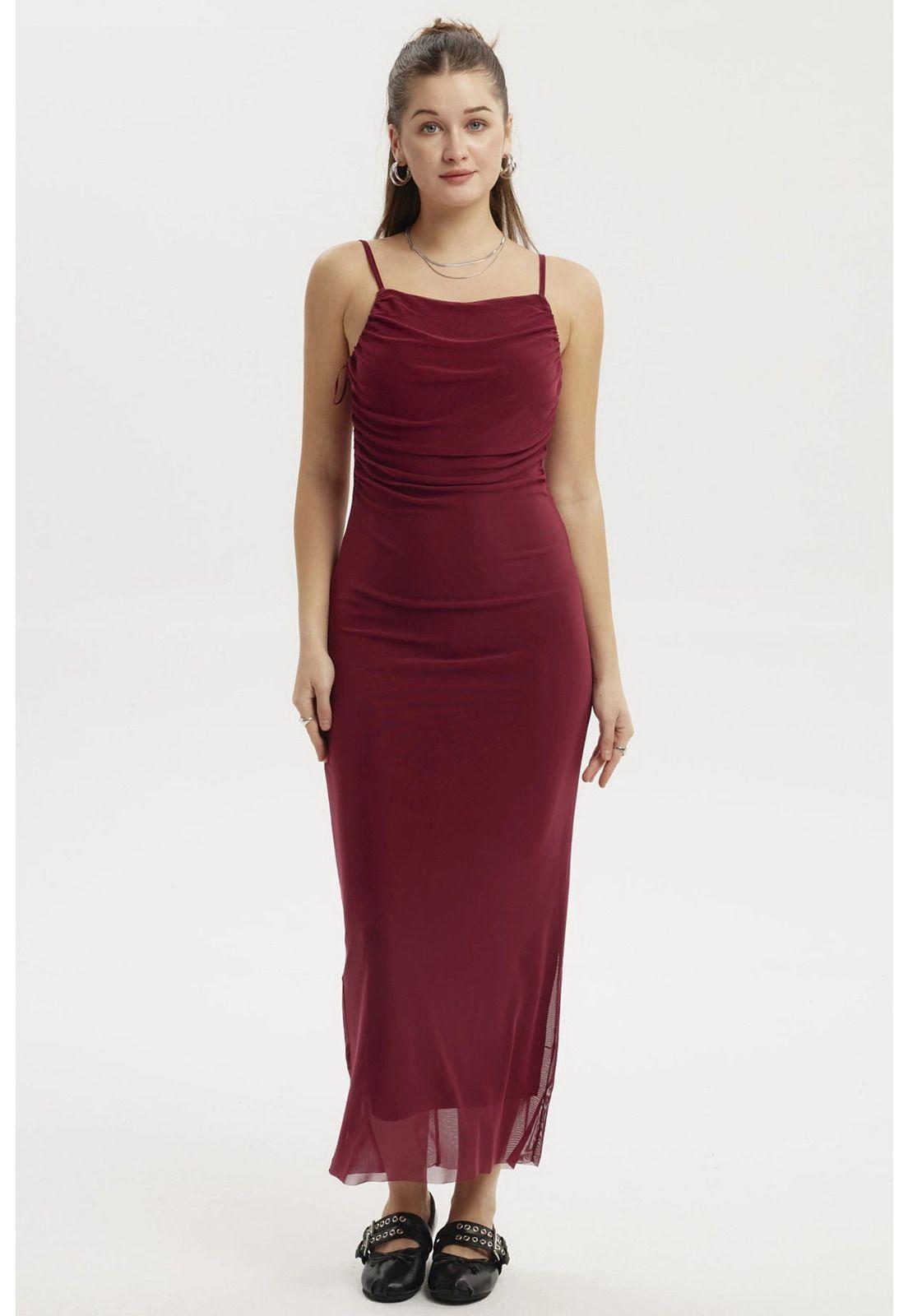 Vestido Mujer Largo Pabilo Vino Oscuro-3