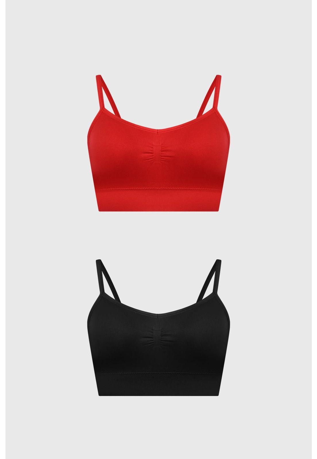 Sostén Mujer Bipack Peto Liso Rojo-0