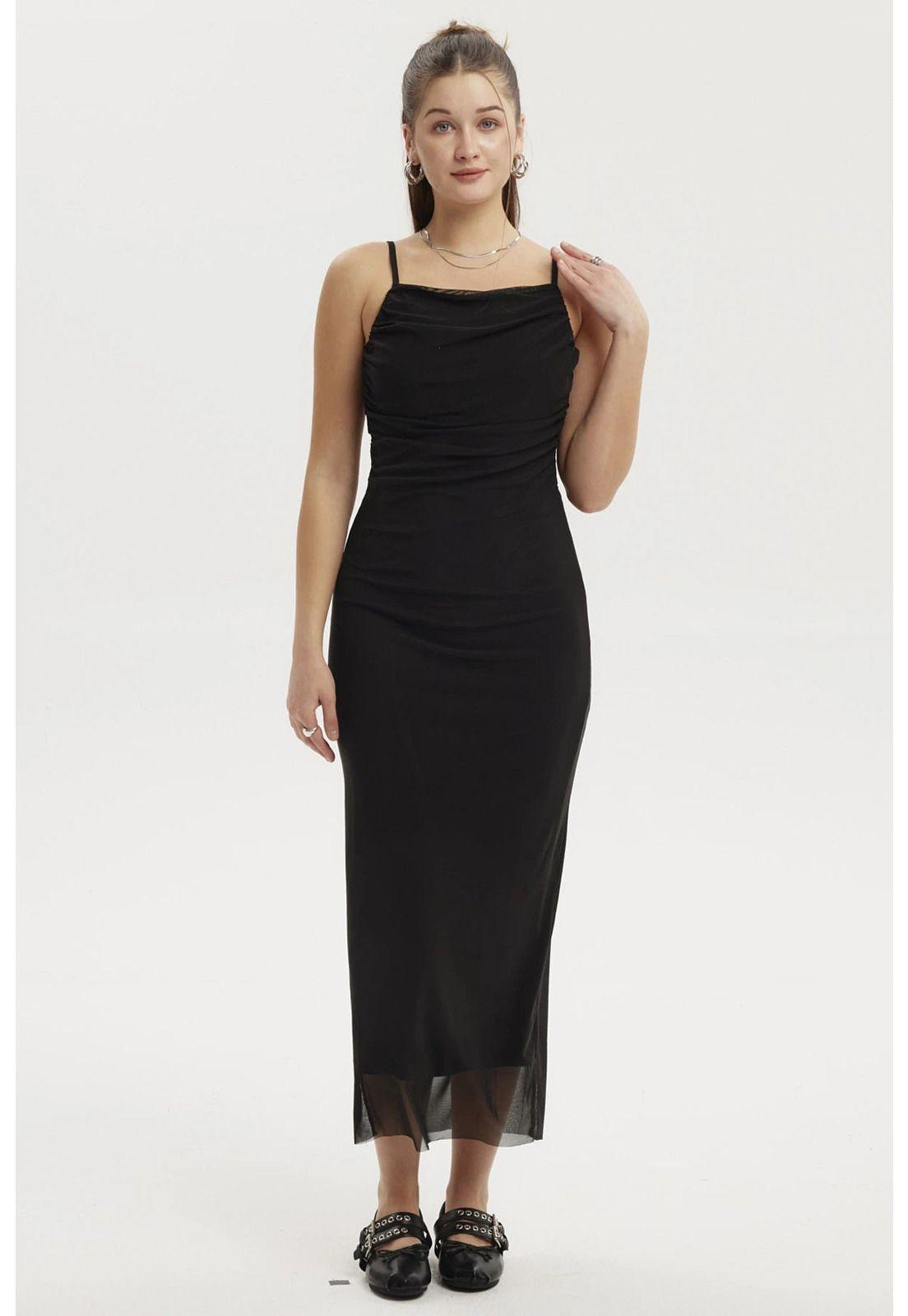 Vestido Mujer Largo Pabilo Negro- ll-0