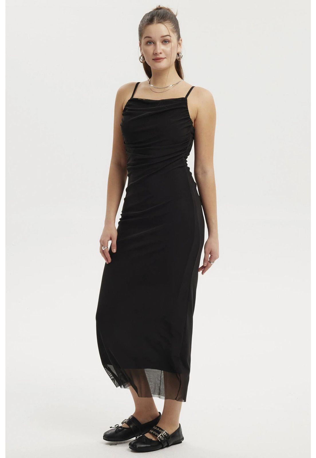 Vestido Mujer Largo Pabilo Negro- ll-1