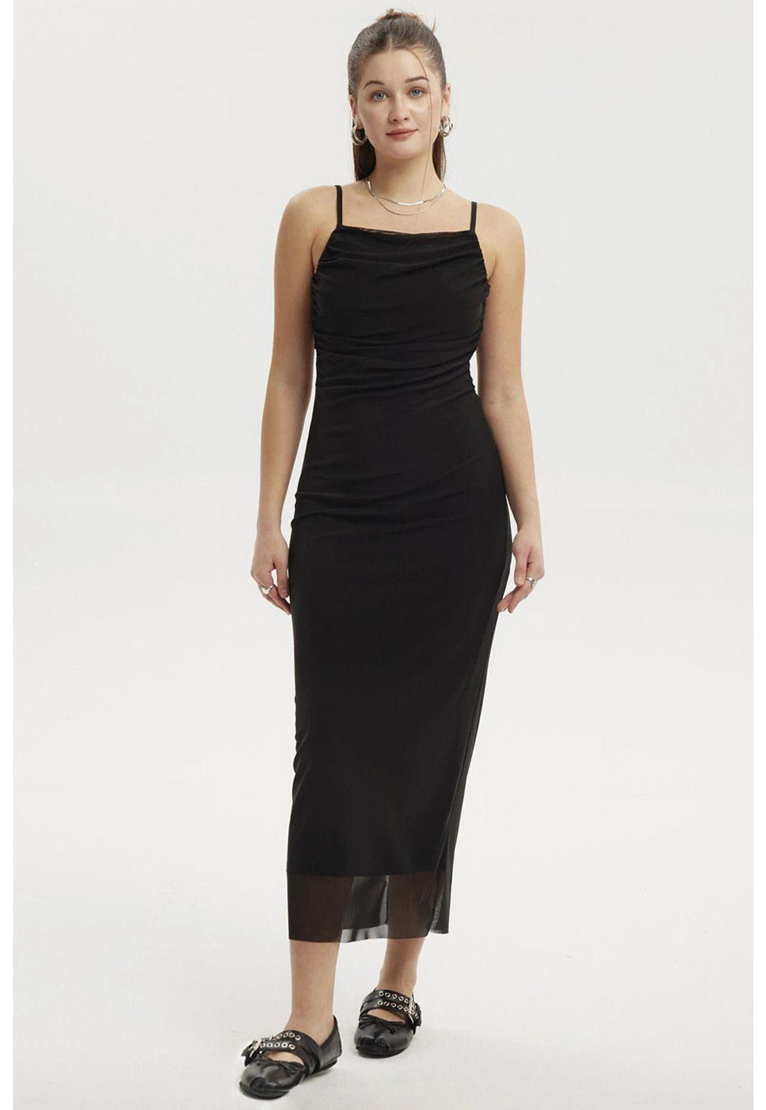 Vestido Mujer Largo Pabilo Negro- ll-3